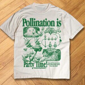 Pollination Party Time Graphic Tee Cottagecore Green